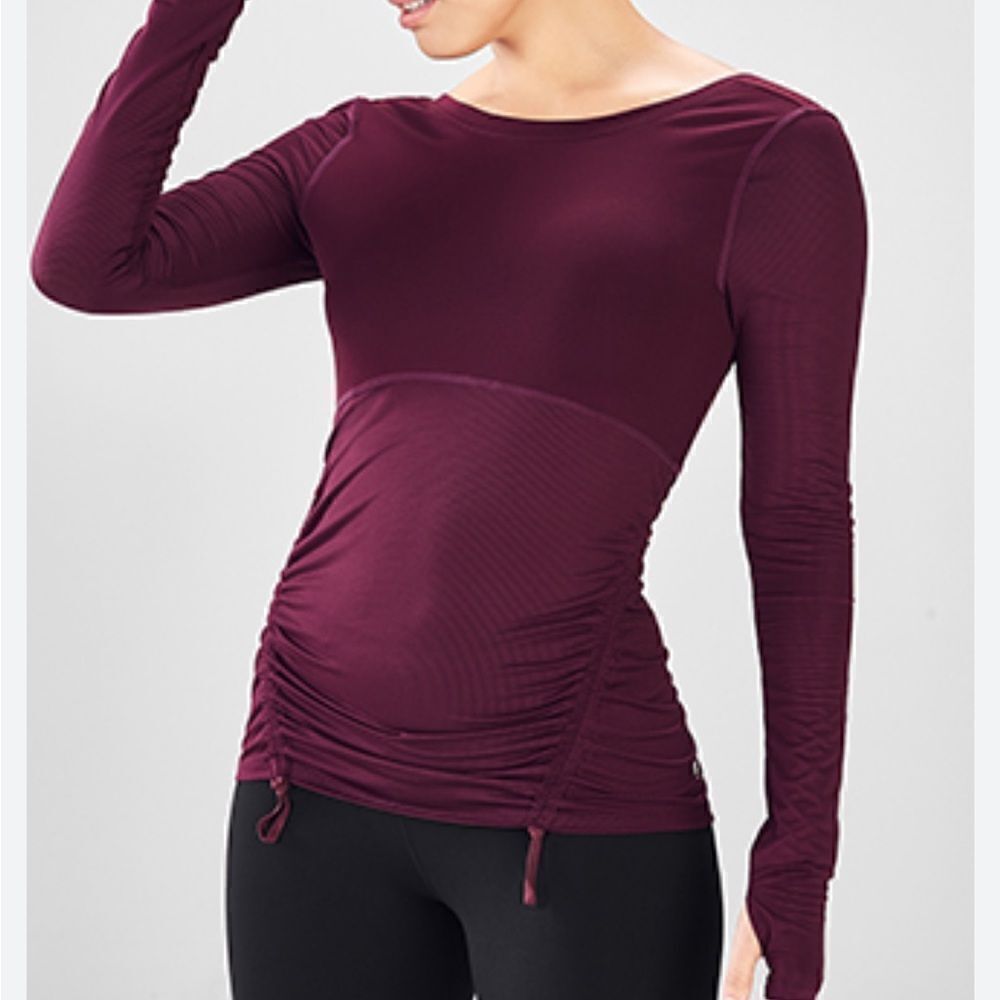 FABLETICS Cashel Ruched Drawstring Scoop Back Long Sleeve Shirt Size XS